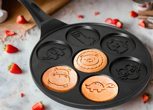 Animal Pancake Pan,Nonstick Pancake Griddle with 7 Unique Cute Animal Grill Pan Crepe Pancake Mold Mini Pancake Maker, Black